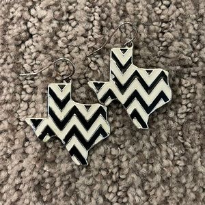 Black and white chevron Texas earrings